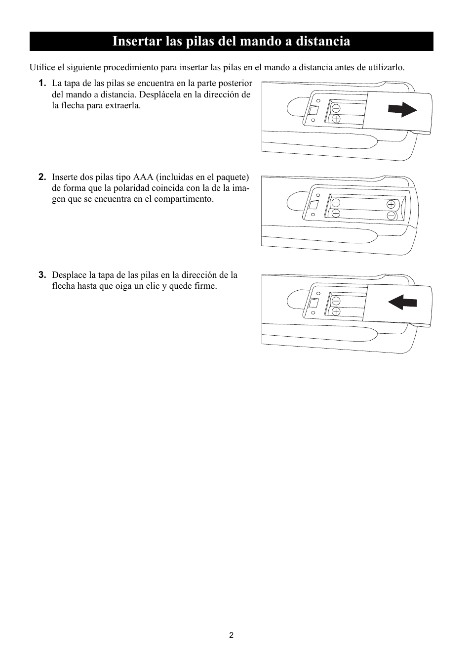 Insertar las pilas del mando a distancia, Nsertar, Pilas | Mando, Distancia | Philips Magnavox 50ML8105D/17 User Manual | Page 47 / 80