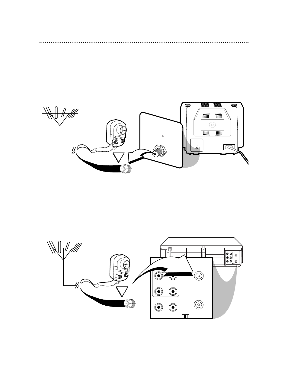 Disconnect the antenna or cable from your tv, Out in, Audio | Video out in in out | Philips Magnavox VR601BMX User Manual | Page 6 / 48