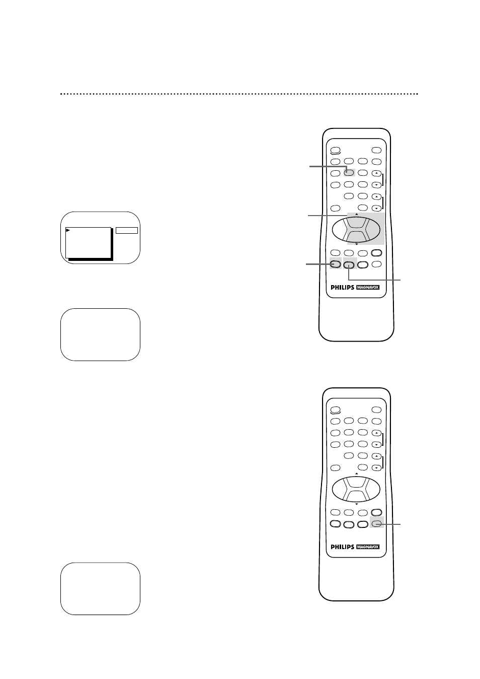 44 volume bar / smart sound, Volume bar, Smart sound | Press the status/exit button, Press the menu button to display the pop up menu | Philips Magnavox CCX133AT User Manual | Page 44 / 56