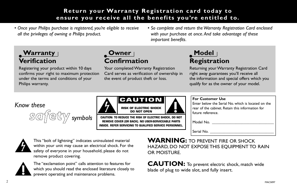 Safety | Philips FW930R User Manual | Page 2 / 33