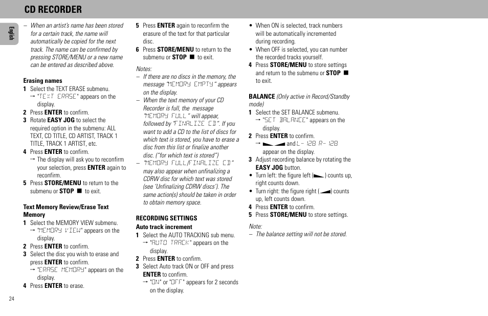 Cd recorder | Philips FW930R User Manual | Page 24 / 33