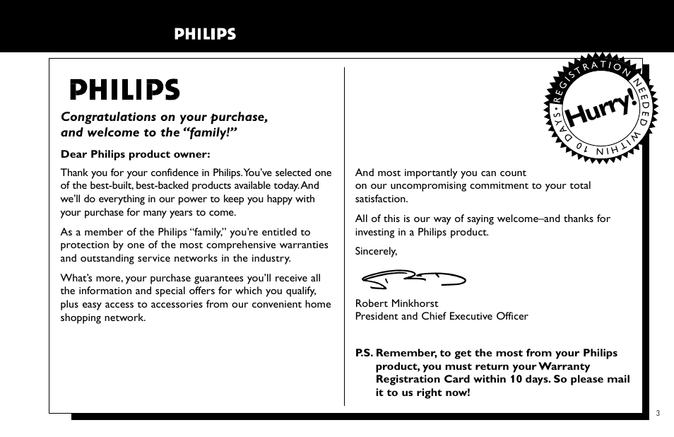Hurry | Philips FW930R User Manual | Page 3 / 33
