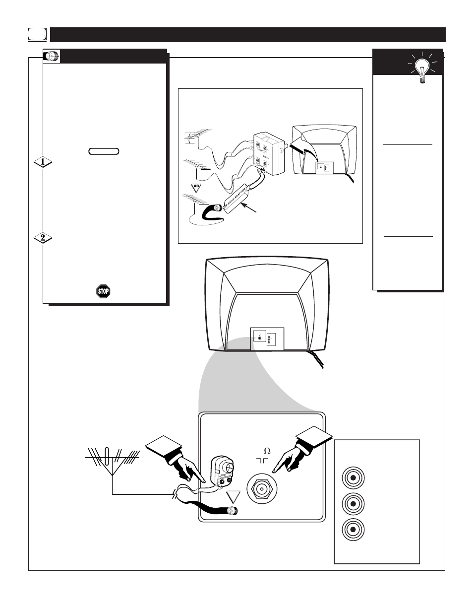 Tv (b, Tv c, Ooking | Asic, Ntenna, Onnections | Philips Magnavox HD2530C1 User Manual | Page 6 / 36