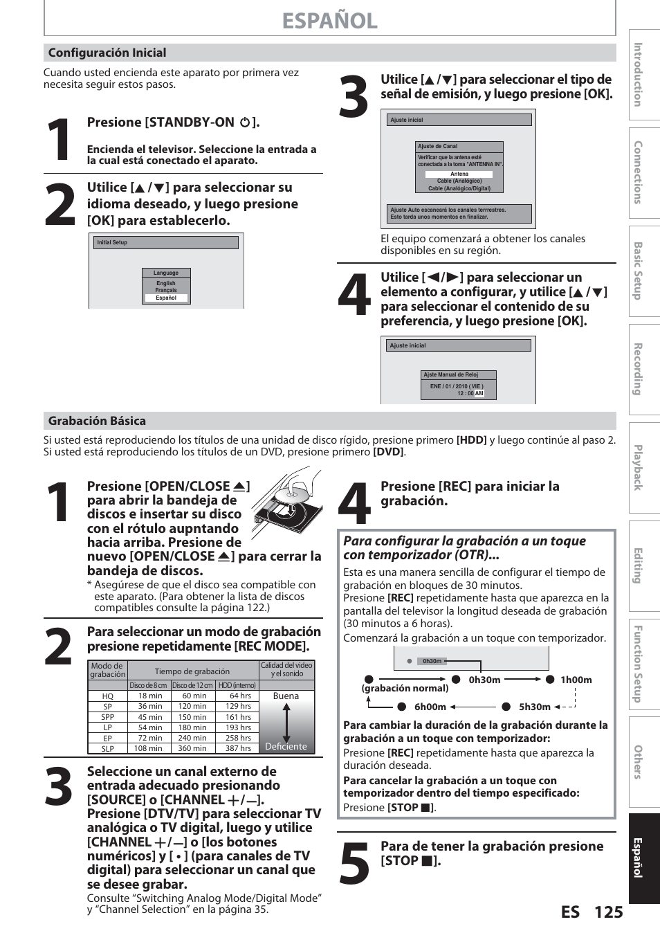 Español | Philips Magnavox Hdd& Dvd Player/Recorder With Digital Tuner F7 User Manual | Page 125 / 128