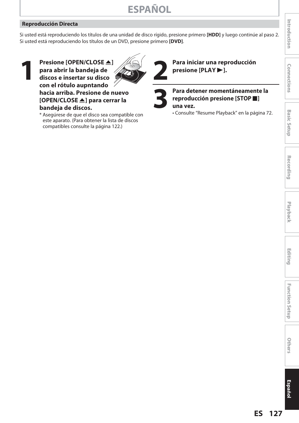 Español | Philips Magnavox Hdd& Dvd Player/Recorder With Digital Tuner F7 User Manual | Page 127 / 128