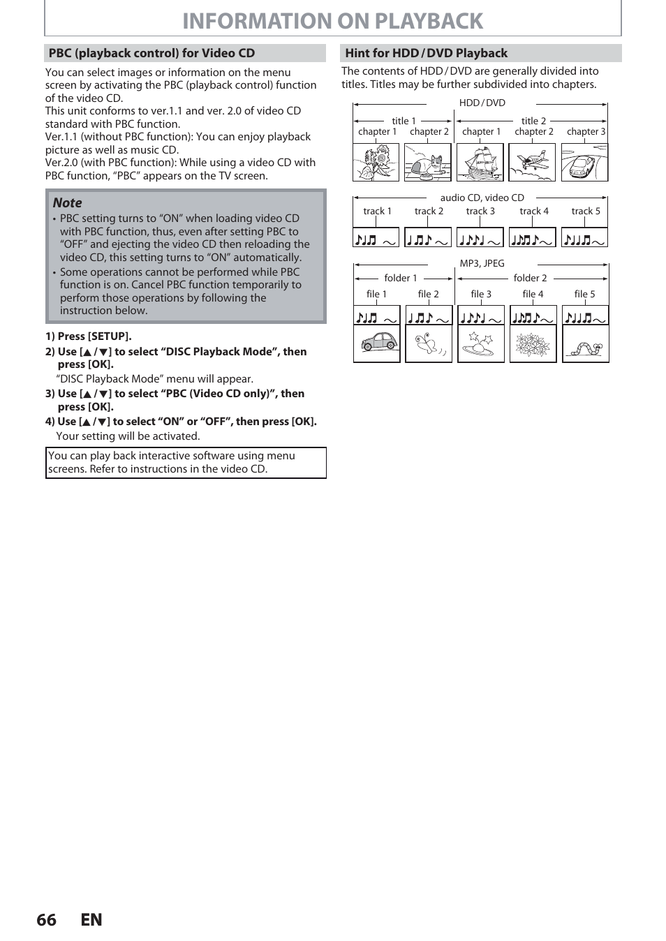 Information on playback, 66 en 66 en | Philips Magnavox Hdd& Dvd Player/Recorder With Digital Tuner F7 User Manual | Page 66 / 128