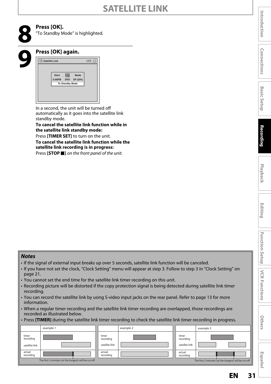 Satellite link, 31 en 31 en | Philips Magnavox ZV420MW8 User Manual | Page 31 / 96