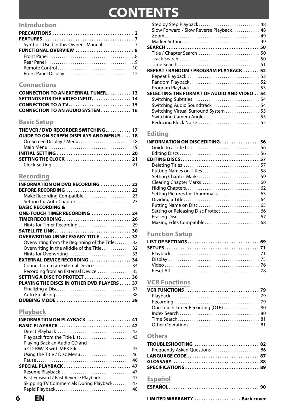 Philips Magnavox ZV420MW8 User Manual | Page 6 / 96