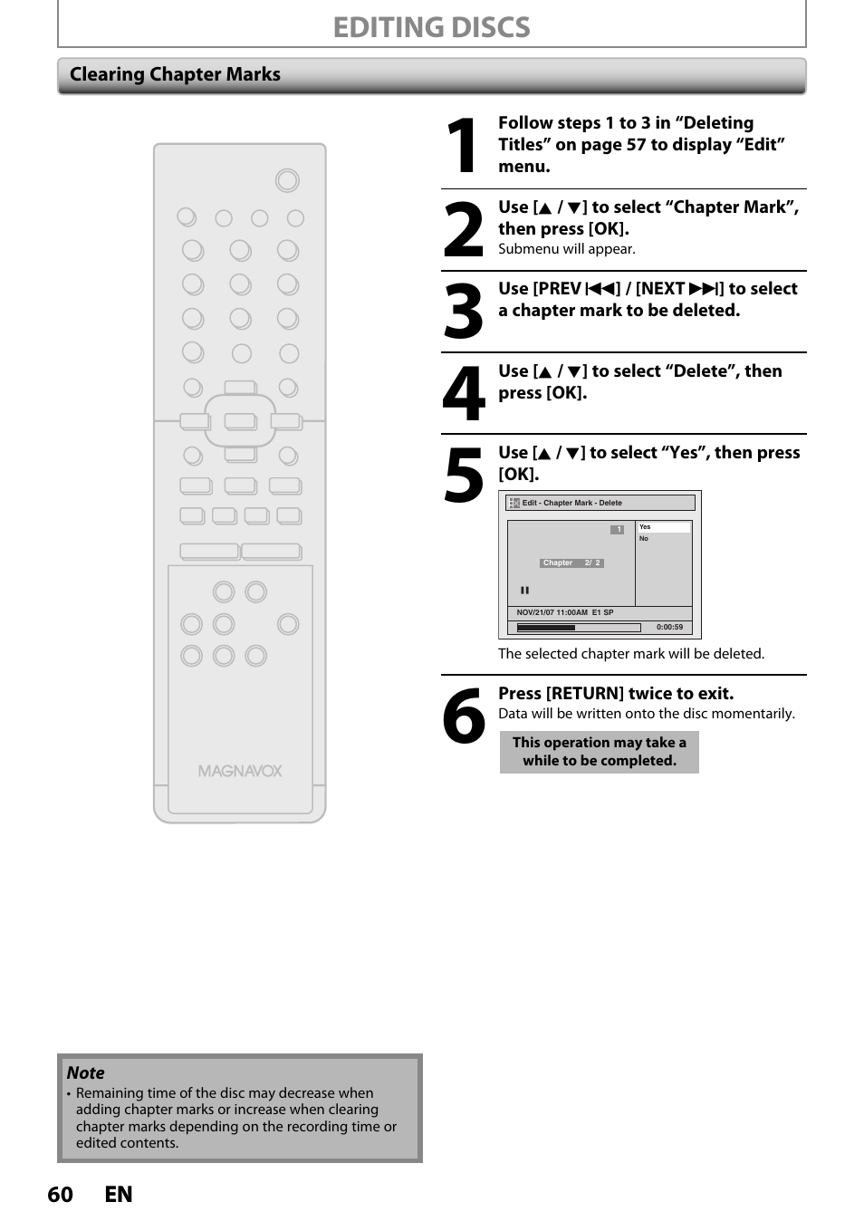 Editing discs | Philips Magnavox ZV420MW8 User Manual | Page 60 / 96