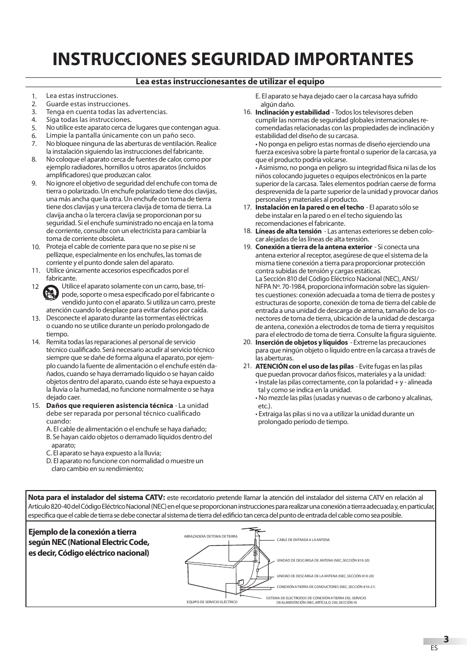 Instrucciones seguridad importantes, Lea estas instruccionesantes de utilizar el equipo | Philips Magnavox 19MD359B User Manual | Page 115 / 169