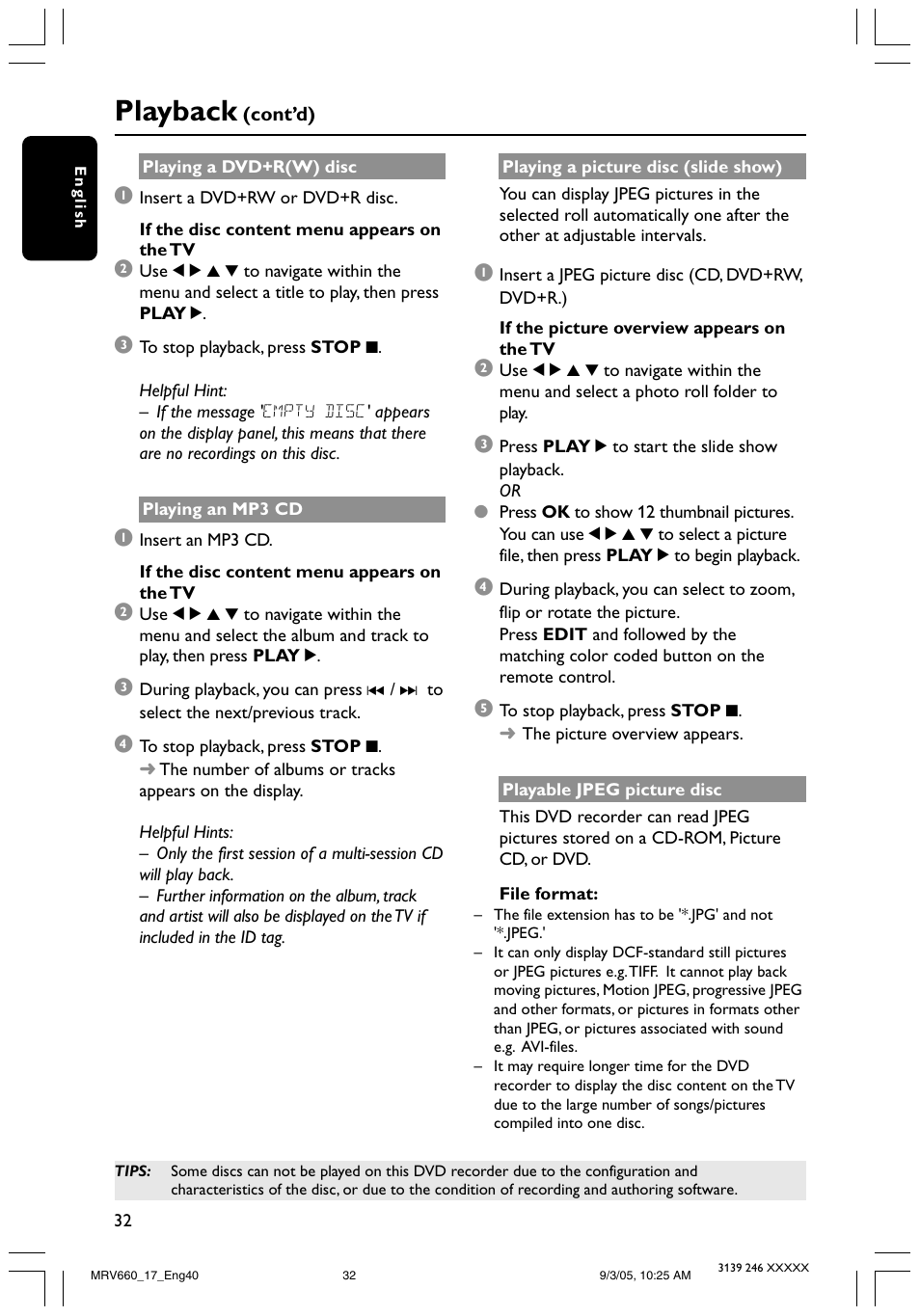 Playback | Philips Magnavox MRV660 User Manual | Page 32 / 70