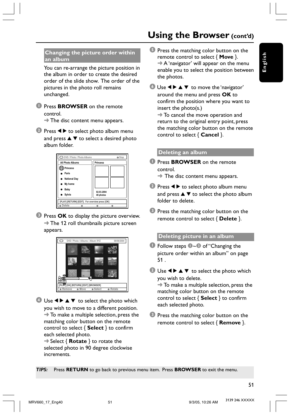 Using the browser, Cont’d) | Philips Magnavox MRV660 User Manual | Page 51 / 70