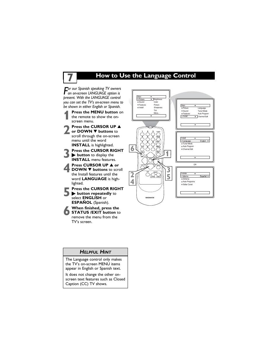 How to use the language control | Philips Magnavox 14MS2331/17 User Manual | Page 11 / 36