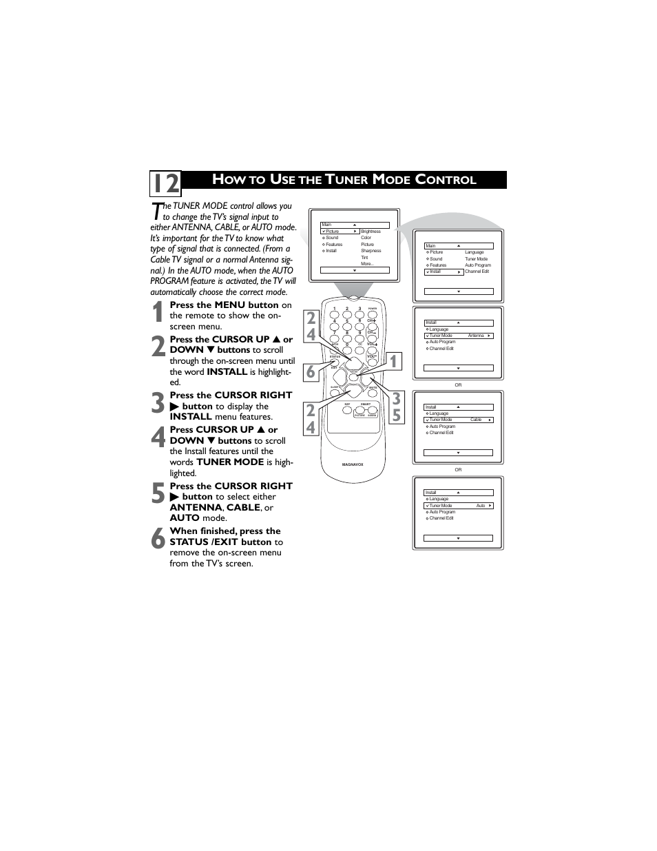 Ow to, Se the, Uner | Ontrol | Philips Magnavox 30MW5405/17 User Manual | Page 16 / 36