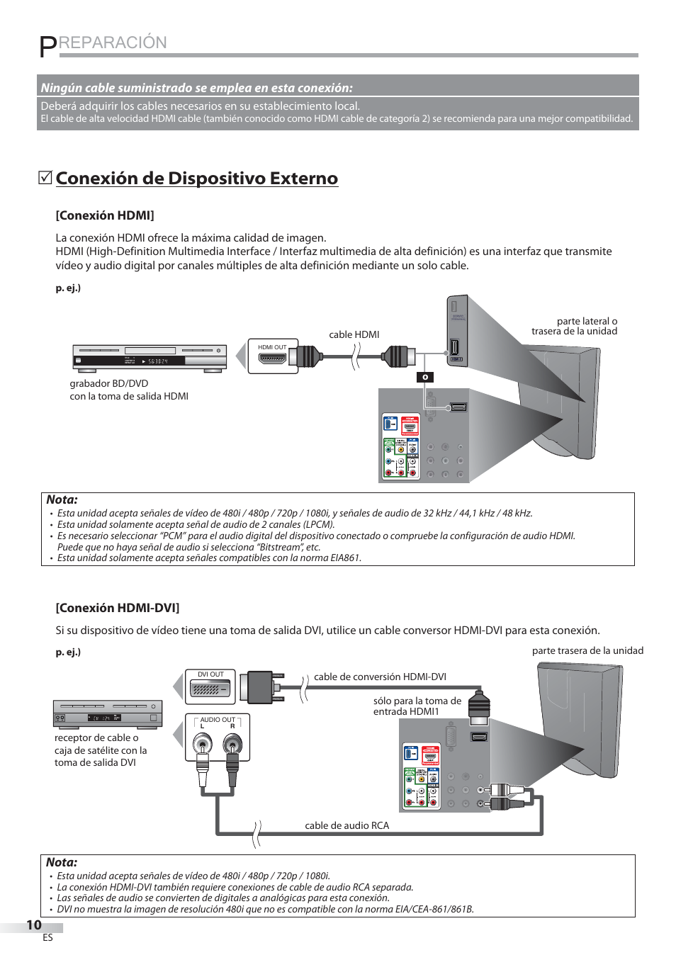 Reparación, Conexión de dispositivo externo | Philips Magnavox 22MF339B User Manual | Page 88 / 118