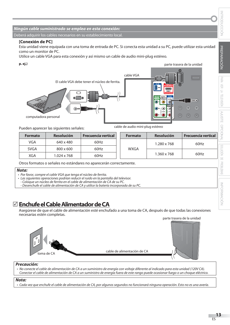 Enchufe el cable alimentador de ca | Philips Magnavox 22MF339B User Manual | Page 91 / 118