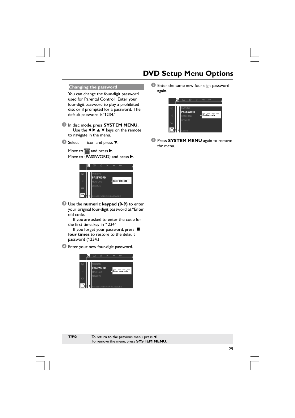 Dvd setup menu options | Philips Magnavox mrd120 User Manual | Page 29 / 40