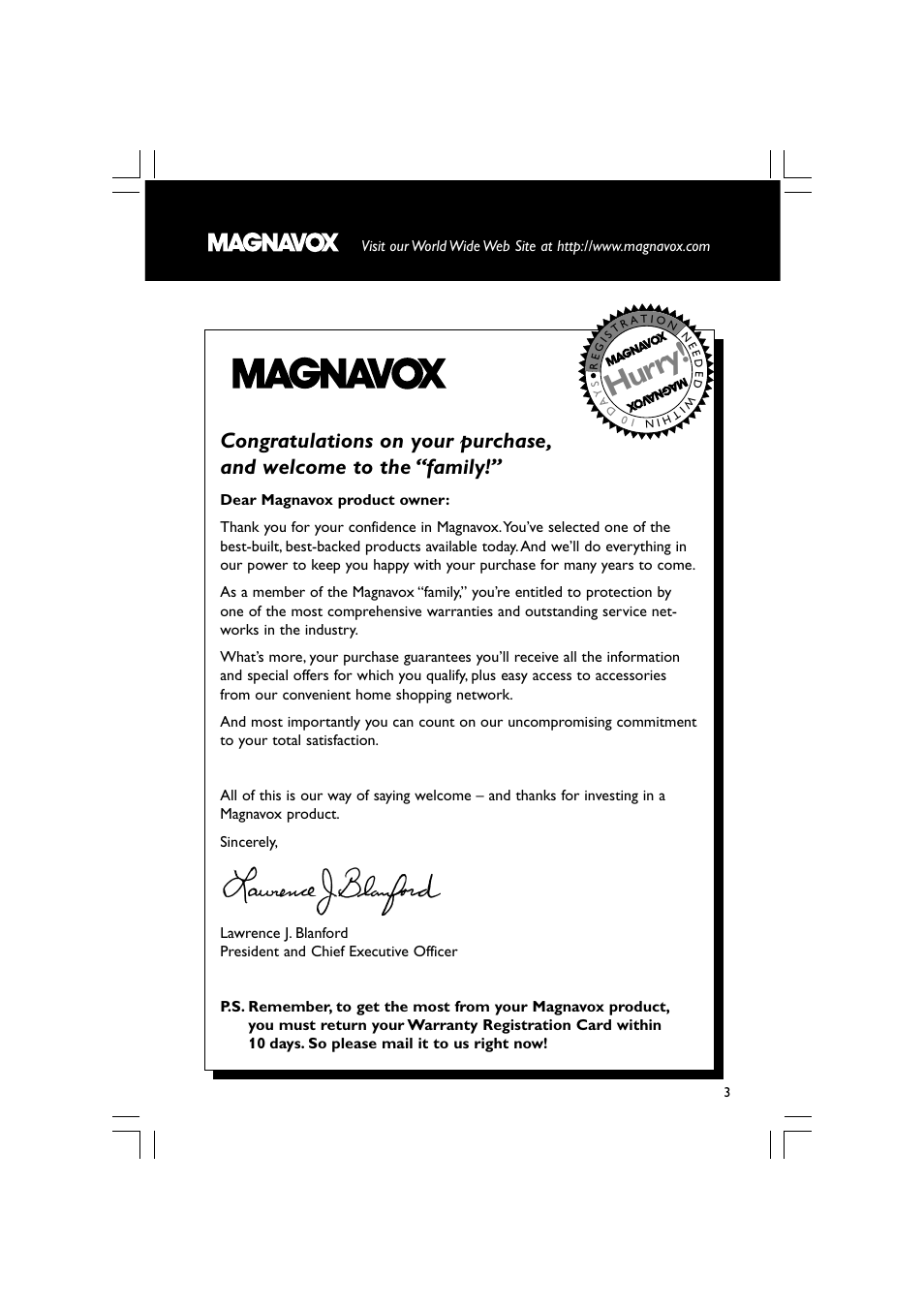 Hurry | Philips Magnavox mrd120 User Manual | Page 3 / 40