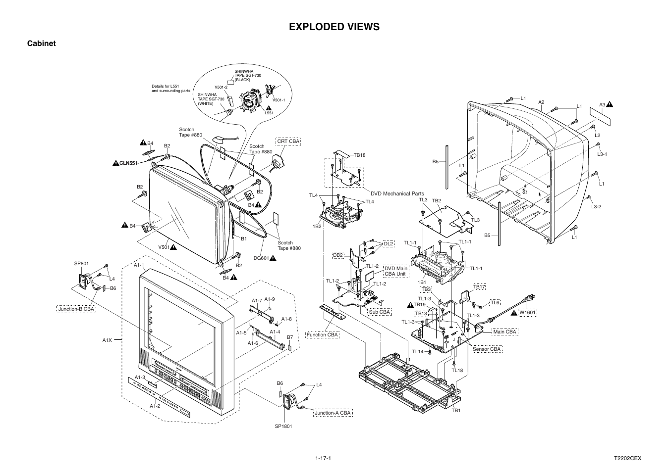 Exploded views, Cabinet | Philips Magnavox MWC24T5 User Manual | Page 71 / 82