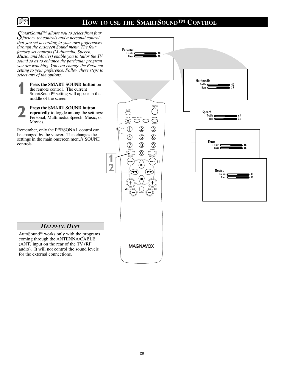 Ow to use the, Mart, Ound | Ontrol | Philips Magnavox 27MS5402/17 User Manual | Page 28 / 40