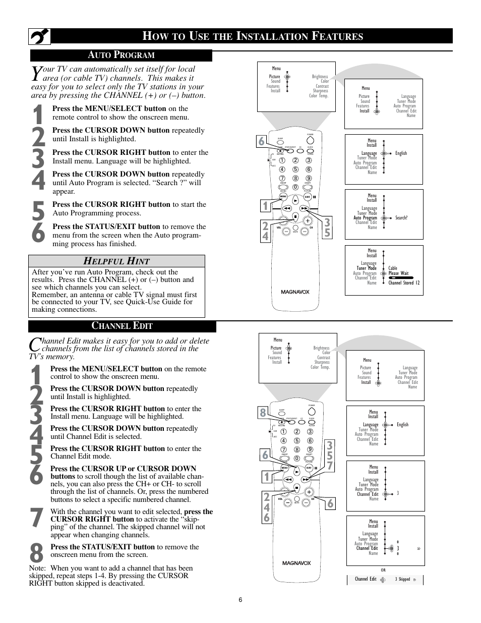 Ow to, Se the, Nstallation | Eatures | Philips Magnavox 27MS5402/17 User Manual | Page 6 / 40