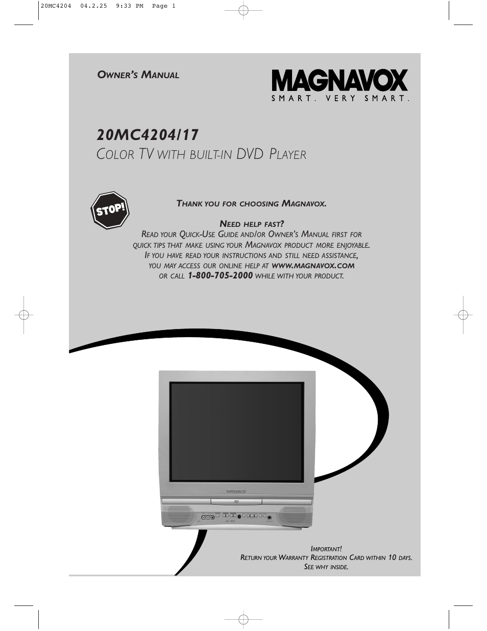 Philips Magnavox 20MC4204/17 User Manual | 48 pages