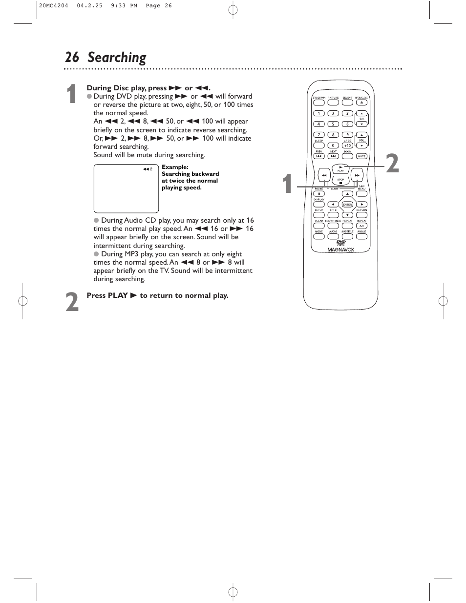 26 searching | Philips Magnavox 20MC4204/17 User Manual | Page 26 / 48