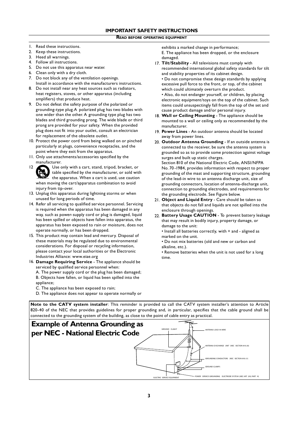Important safety instructions r | Philips Magnavox 251W Series User Manual | Page 3 / 53