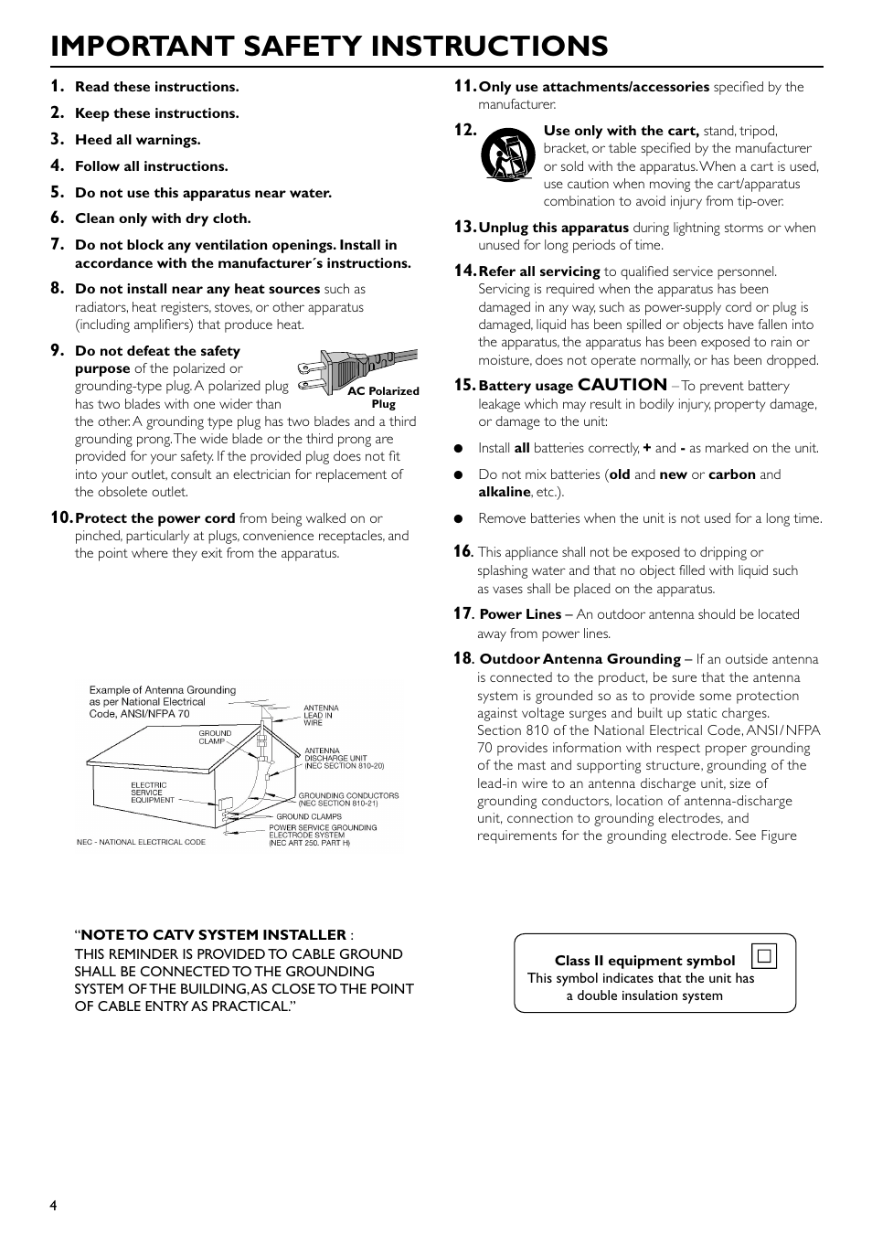 Important safety instructions | Philips Magnavox MRD300 User Manual | Page 6 / 30