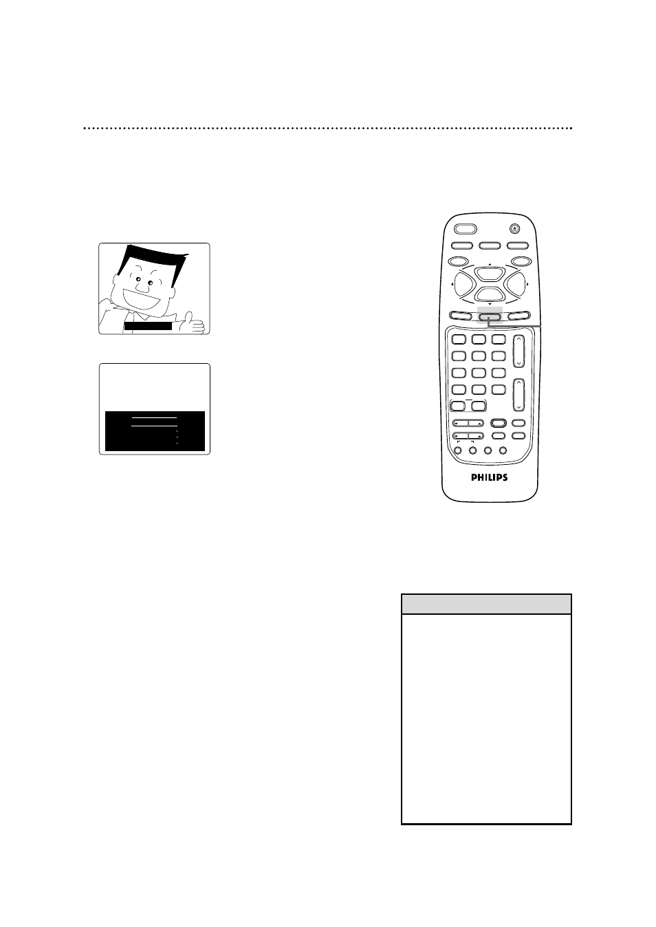 Closed caption (cont’d) 55, Helpful hints, Standard closed captions half-screen text | Philips CCB255AT User Manual | Page 55 / 68