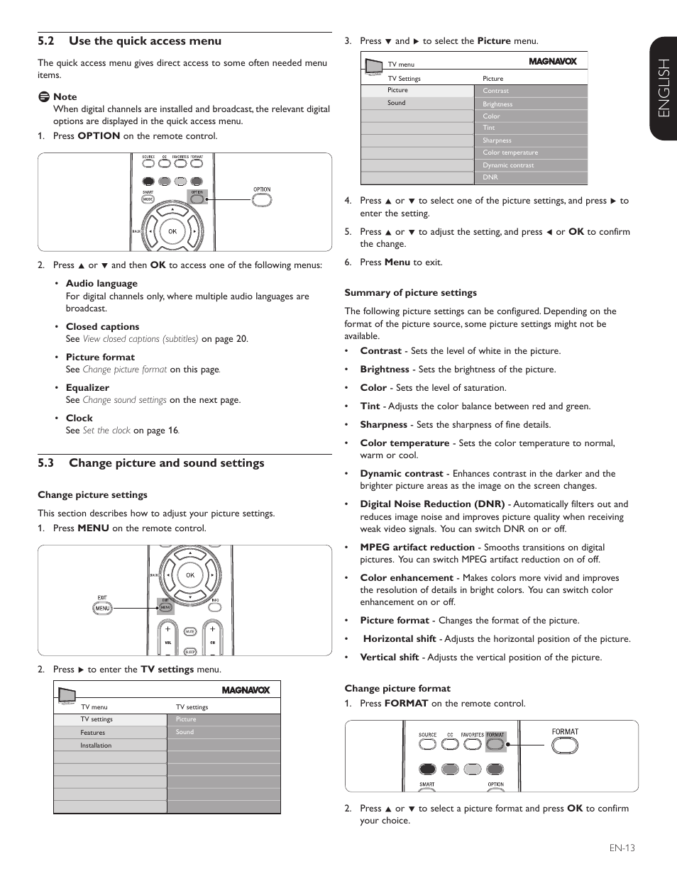 Française esp añol, English | Philips Magnavox 42MF438B User Manual | Page 14 / 40