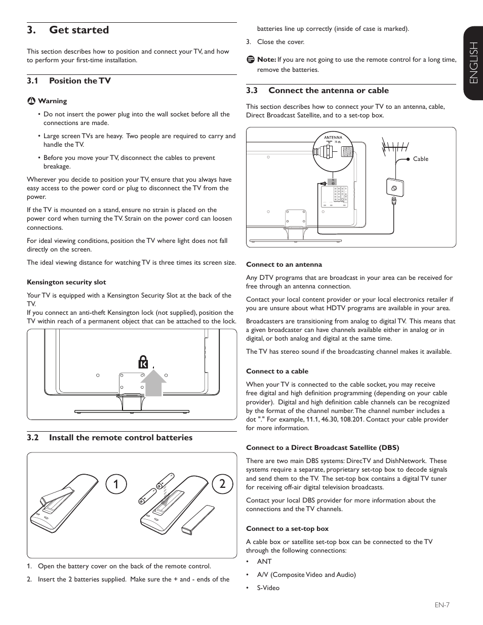 Française esp añol, English get started 3 | Philips Magnavox 42MF438B User Manual | Page 8 / 40