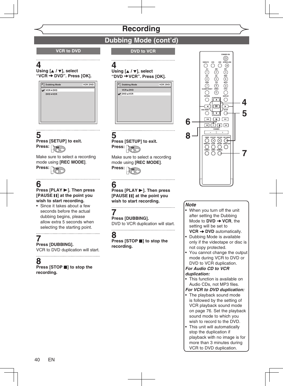 Recording | Philips Magnavox cmwR20v6 User Manual | Page 40 / 86