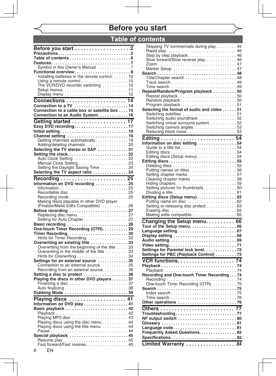 Philips Magnavox cmwR20v6 User Manual | Page 6 / 86