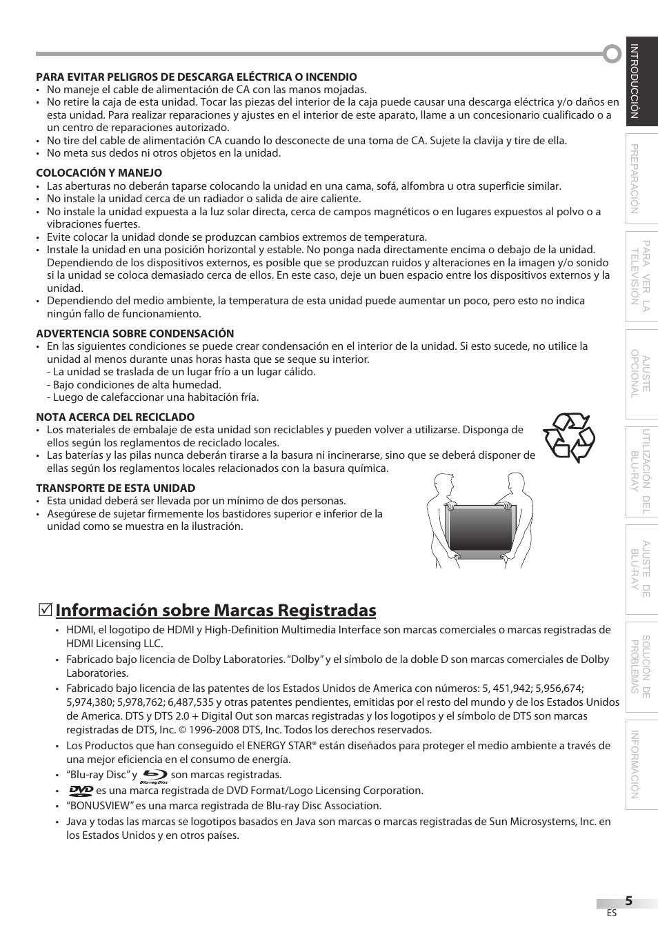 Información sobre marcas registradas | Philips Magnavox 42MD459B User Manual | Page 127 / 182