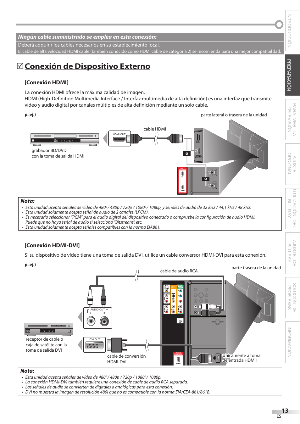 Conexión de dispositivo externo | Philips Magnavox 42MD459B User Manual | Page 135 / 182