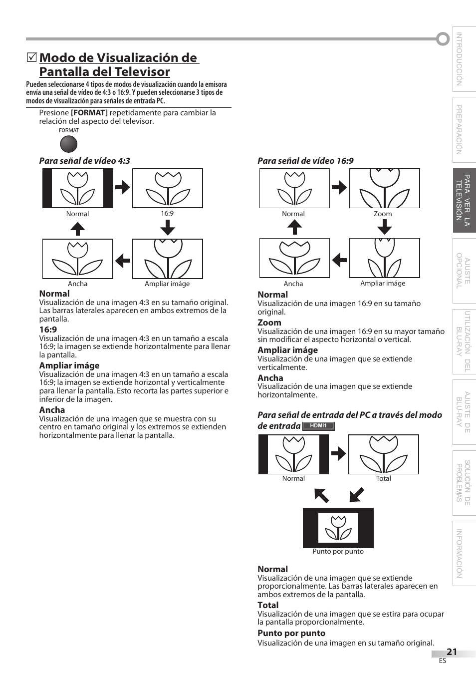 Modo de visualización de pantalla del televisor | Philips Magnavox 42MD459B User Manual | Page 143 / 182