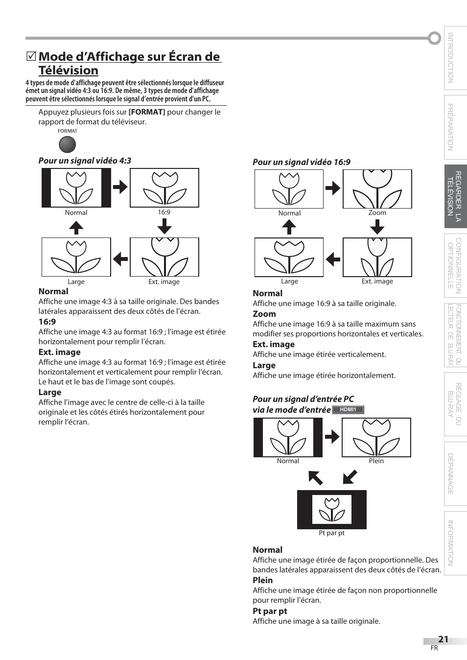 Mode d’affichage sur écran de télévision | Philips Magnavox 42MD459B User Manual | Page 82 / 182