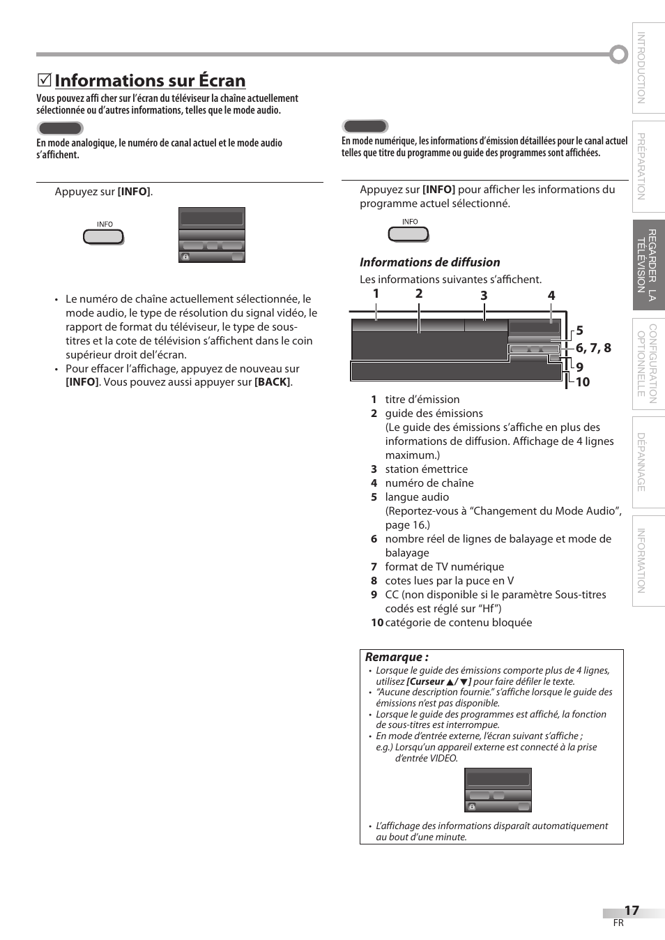 Informations sur écran, Informations de diffusion, Remarque | Video | Philips Magnavox 42MF439B User Manual | Page 57 / 120