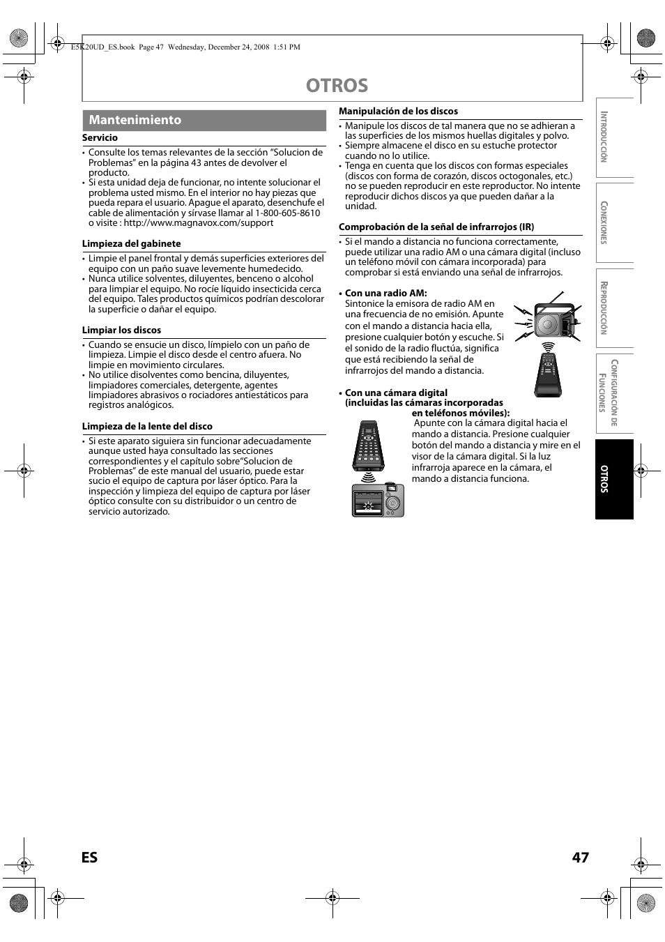 Mantenimiento, Otros, 47 es | Philips Magnavox NB530MGX User Manual | Page 149 / 150