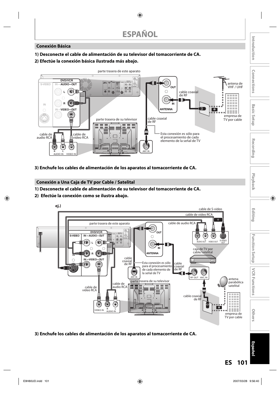 Español, 101 es, Ej.) | Philips Magnavox ZV450MW8A User Manual | Page 101 / 104