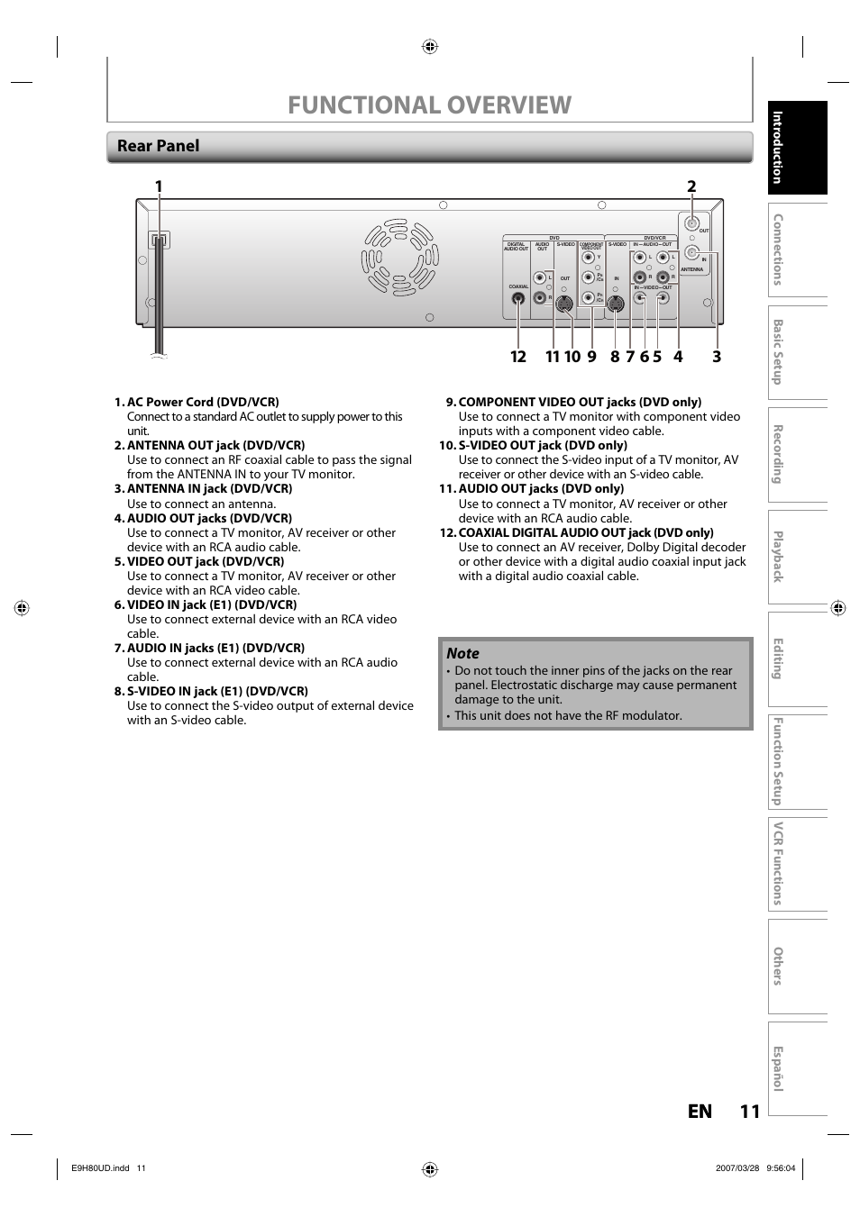 Functional overview, 11 en 11 en | Philips Magnavox ZV450MW8A User Manual | Page 11 / 104