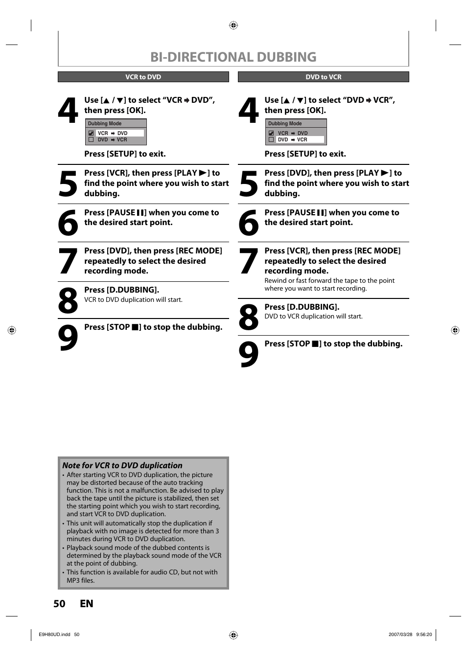 Philips Magnavox ZV450MW8A User Manual | Page 50 / 104