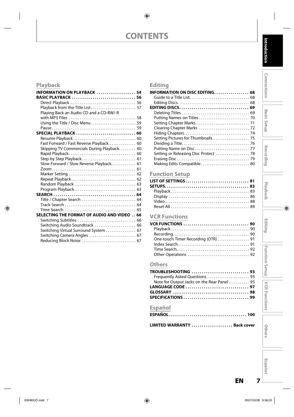 Philips Magnavox ZV450MW8A User Manual | Page 7 / 104