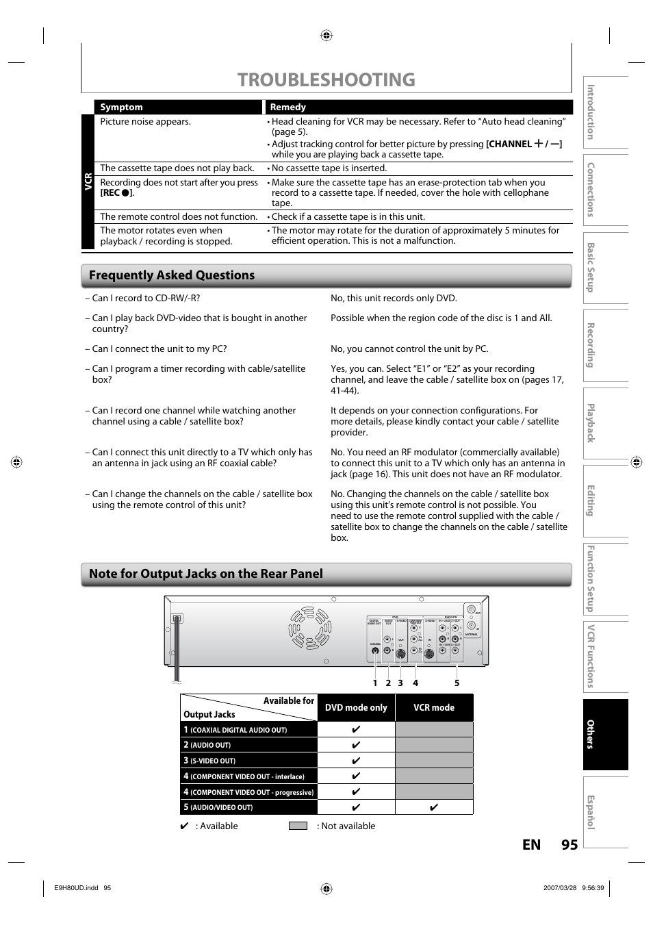 Troubleshooting, 95 en, Frequently asked questions | Philips Magnavox ZV450MW8A User Manual | Page 95 / 104