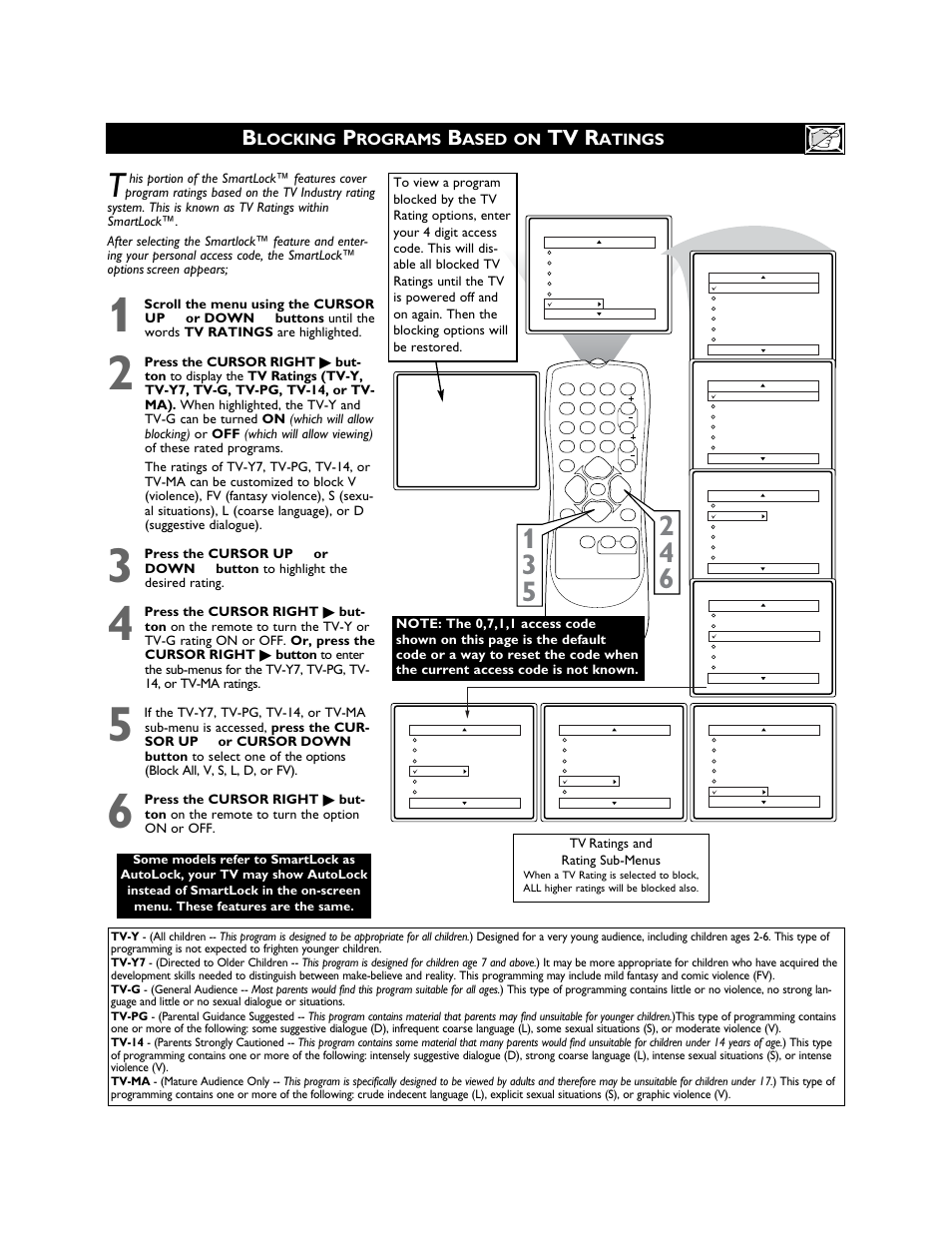 Tv r, Locking, Rograms | Ased on, Atings | Philips Magnavox 27MS3404R User Manual | Page 27 / 40