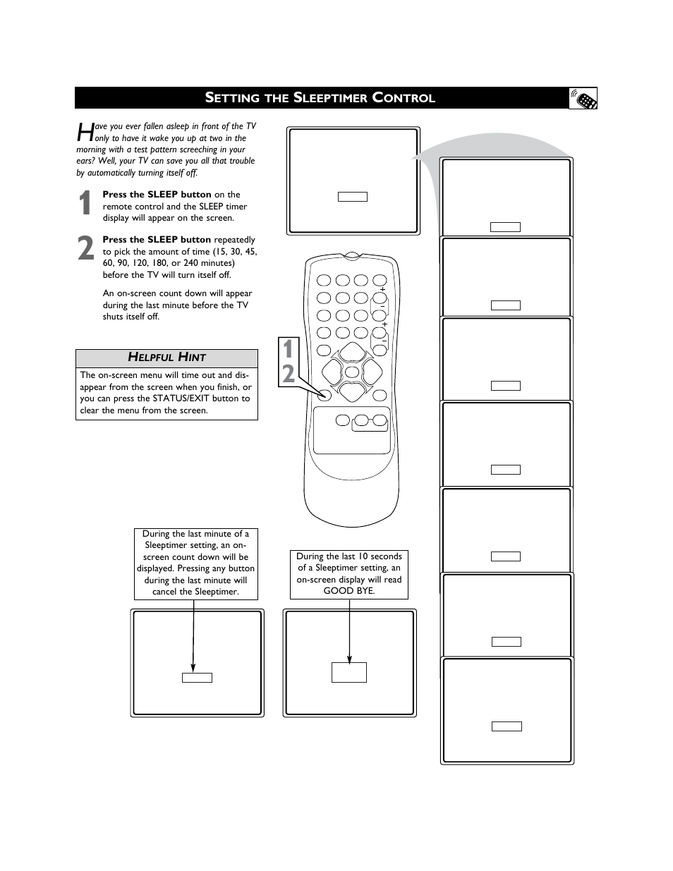 Etting the, Leeptimer, Ontrol | Philips Magnavox 27MS3404R User Manual | Page 29 / 40