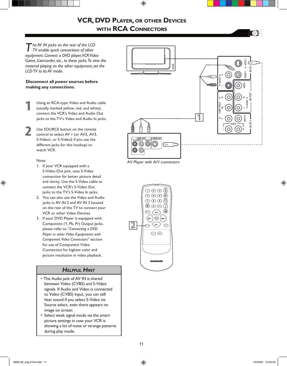 Vcr, dvd p, Rca c | Philips Magnavox 26MF605W Series User Manual | Page 11 / 40