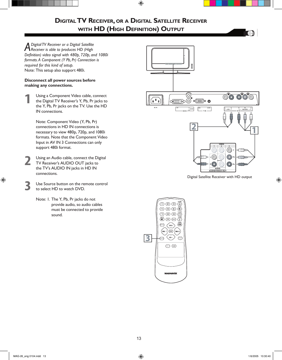 Tv r, Hd (h | Philips Magnavox 26MF605W Series User Manual | Page 13 / 40