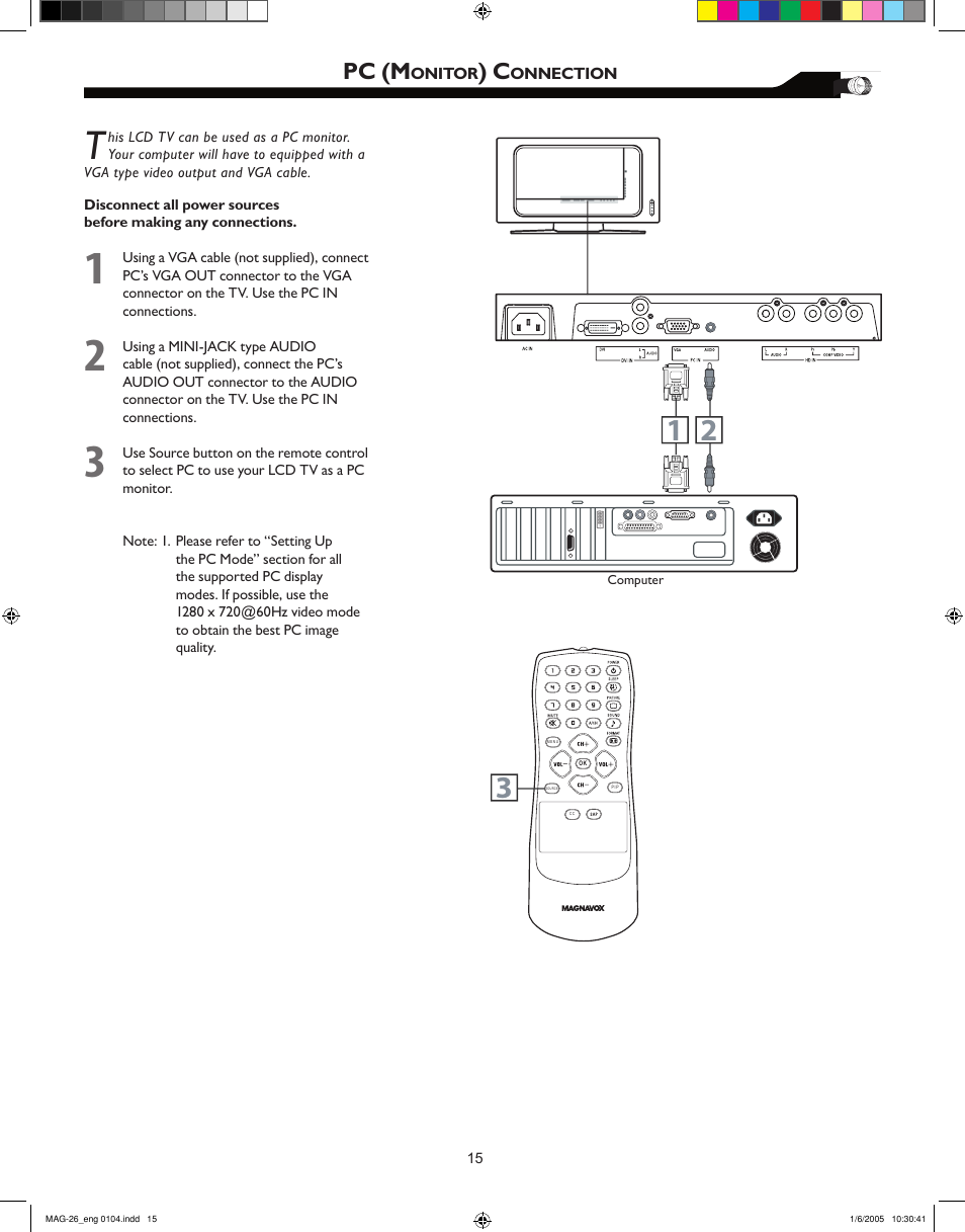 Pc (m | Philips Magnavox 26MF605W Series User Manual | Page 15 / 40